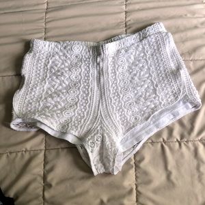 White lace shorts